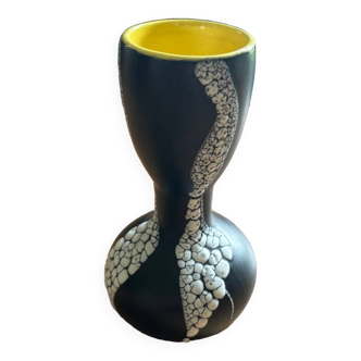 Vase vintage noir blanc et jaune