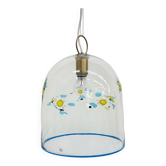 Mid-century design La Murrina glass hanging lamp with flowers, 1970s, Italy