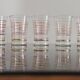 Set of 7 vintage glasses with gold and red edges from the 50s/60s
