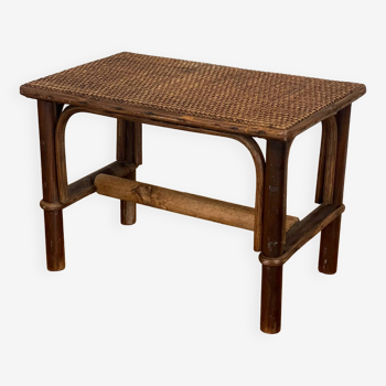 Wood and rattan stool