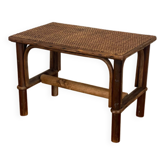 Wood and rattan stool