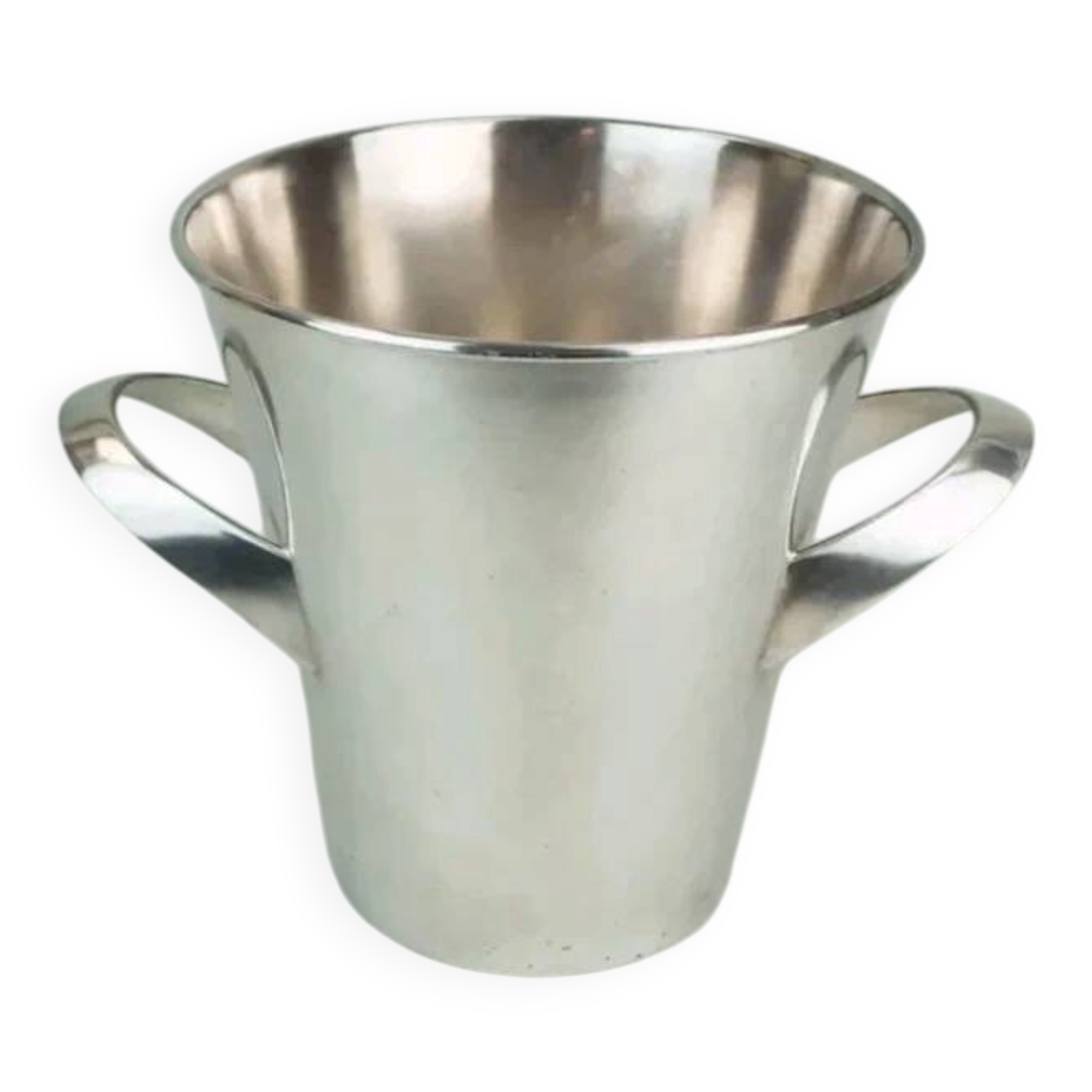 Silver-plated ice bucket with a refined design, designed by Kurt Mayer for