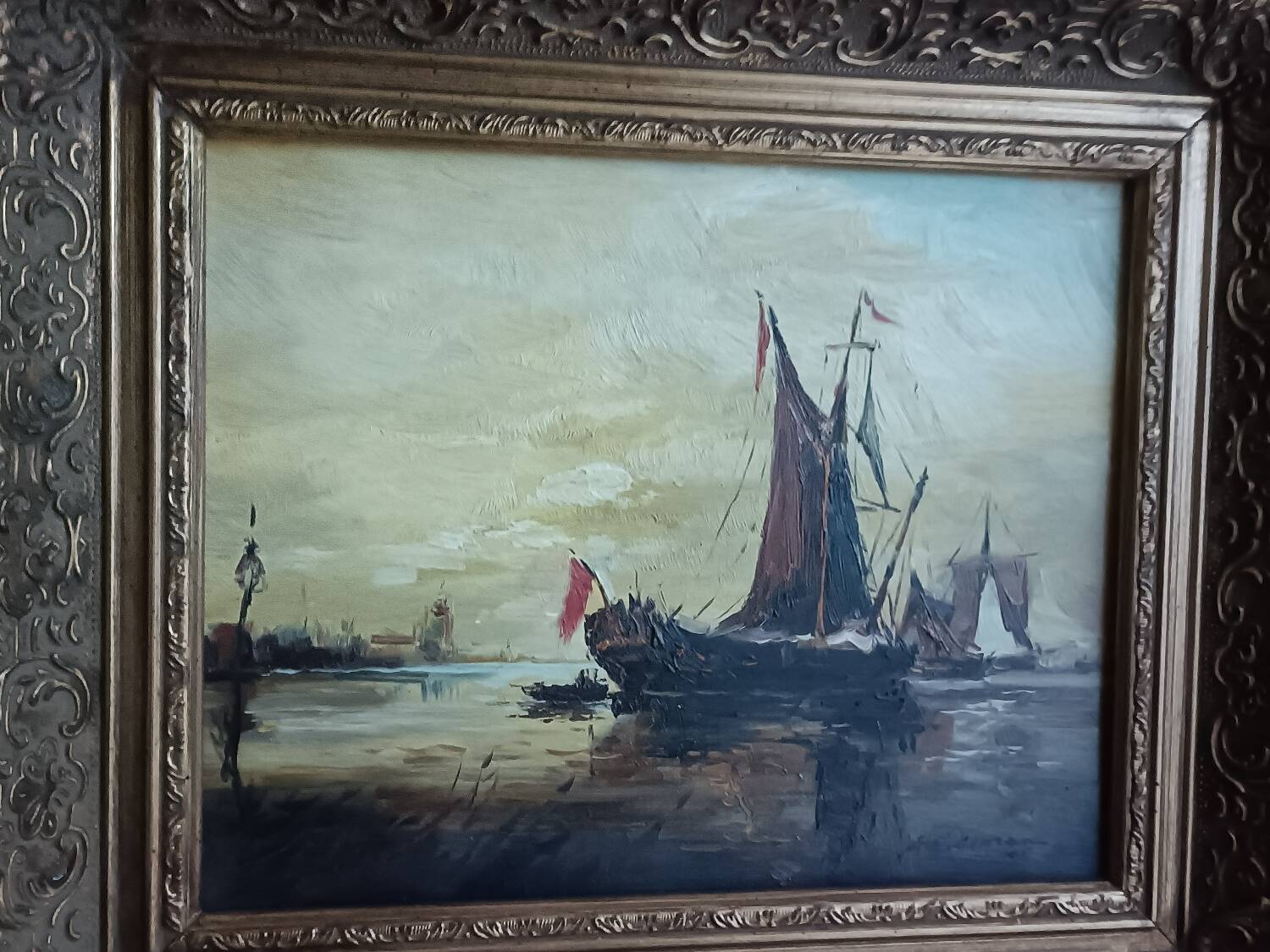 Tableau ancien, marine signée, fin XIXEME