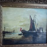 Old painting, signed seascape, late 19th century