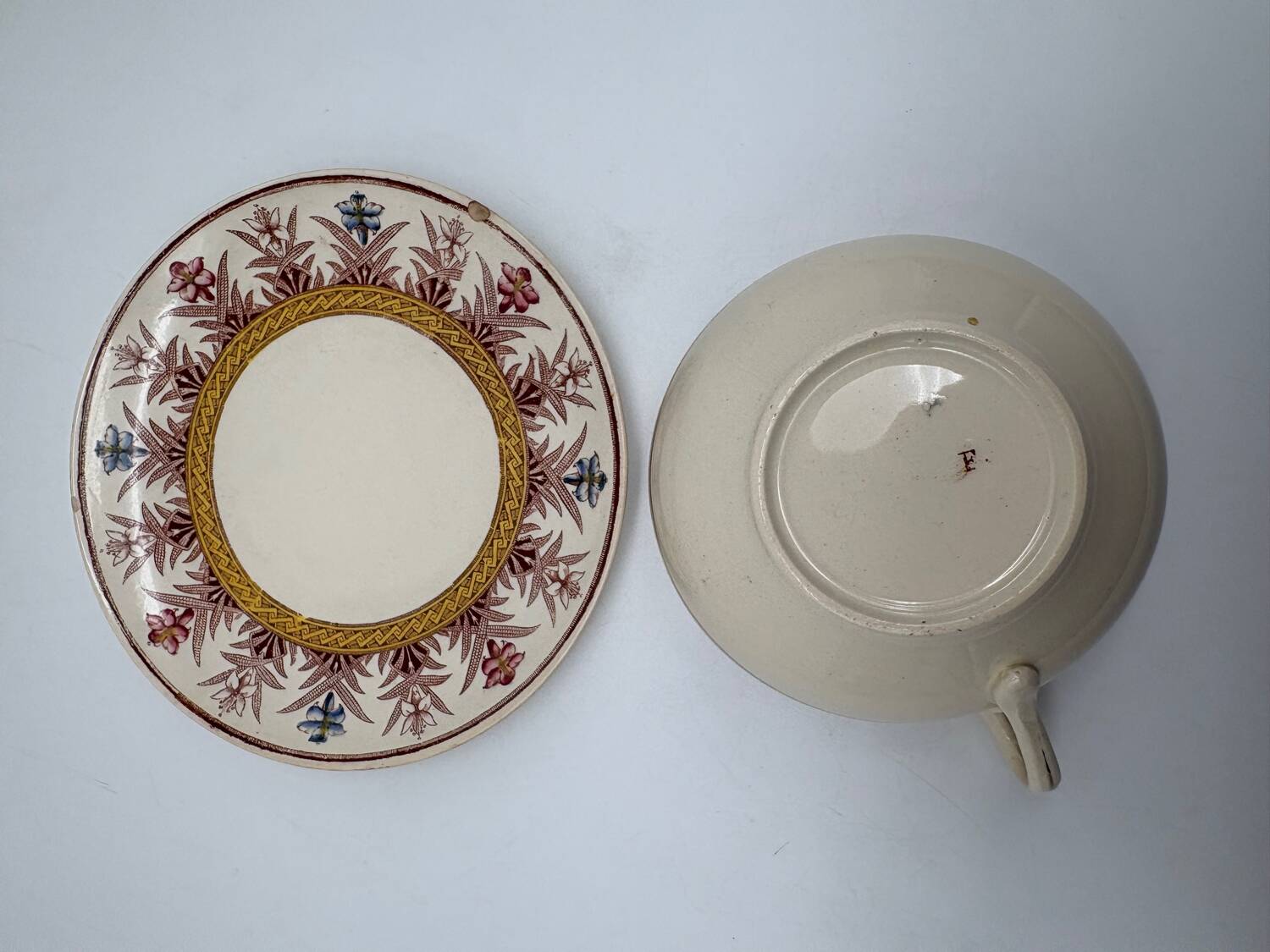 Chocolate cup, Sarreguemines, Derby model, ironstone