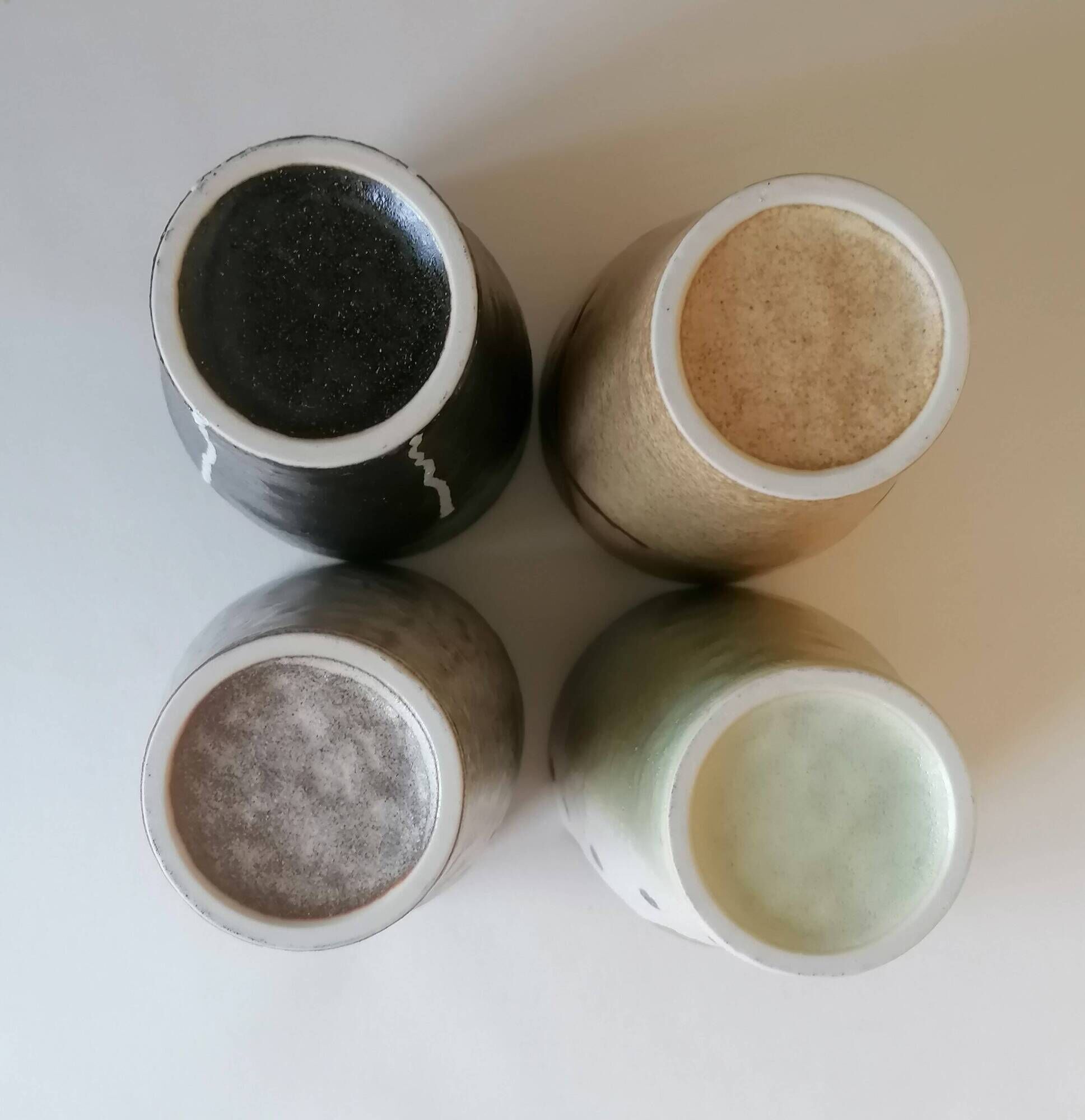 4 ceramic cups handcrafted