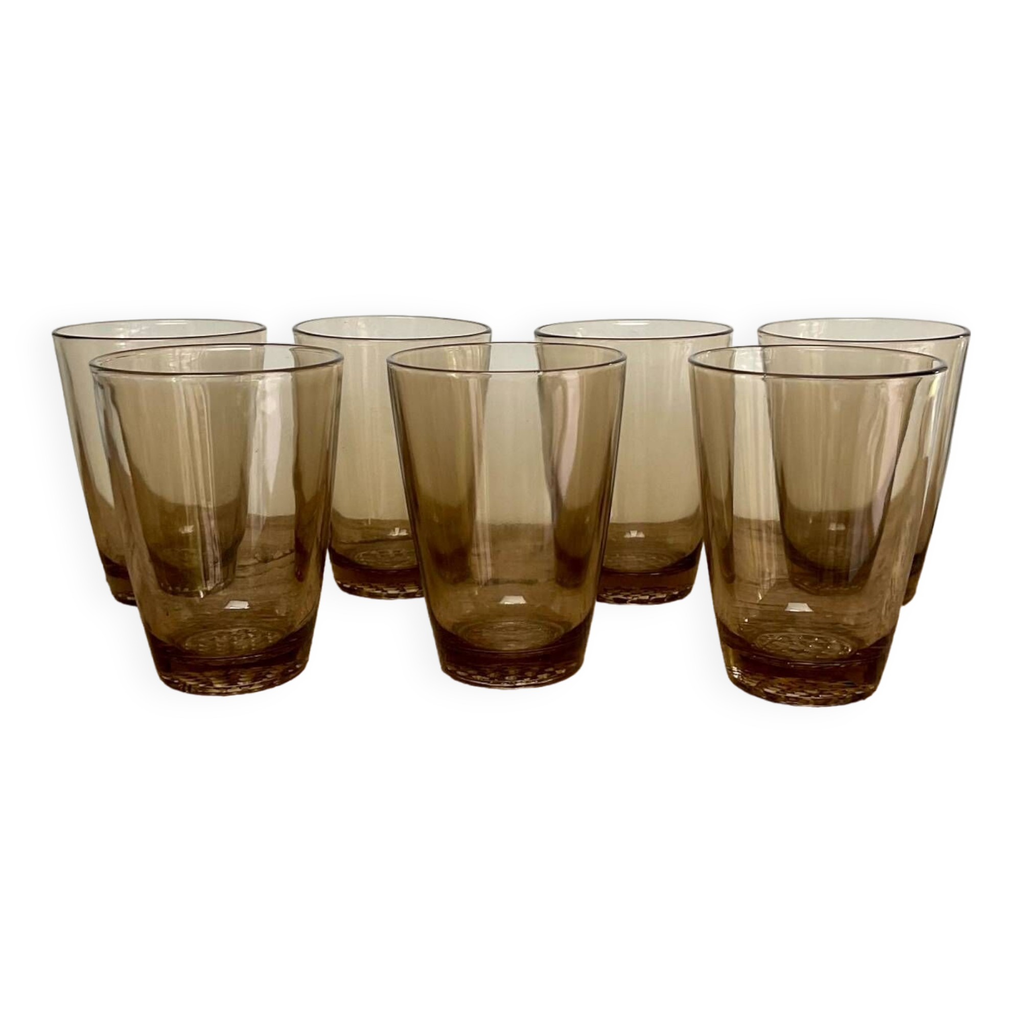 7 small vintage smoked glasses