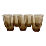 7 small vintage smoked glasses