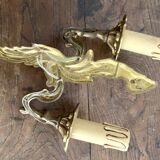 Paire d'appliques en laiton style rocaille