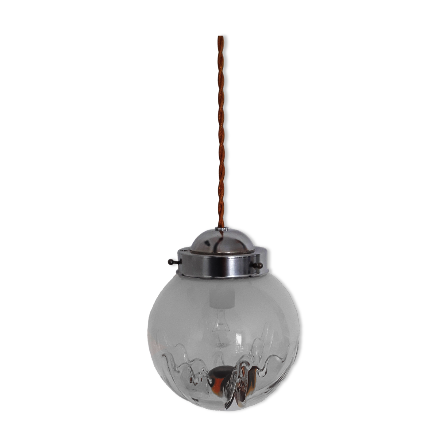 Vintage pendant lamp - Globe glass Mazzega Murano - 70s