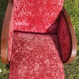 Canape and 2 armchairs art deco red velvet