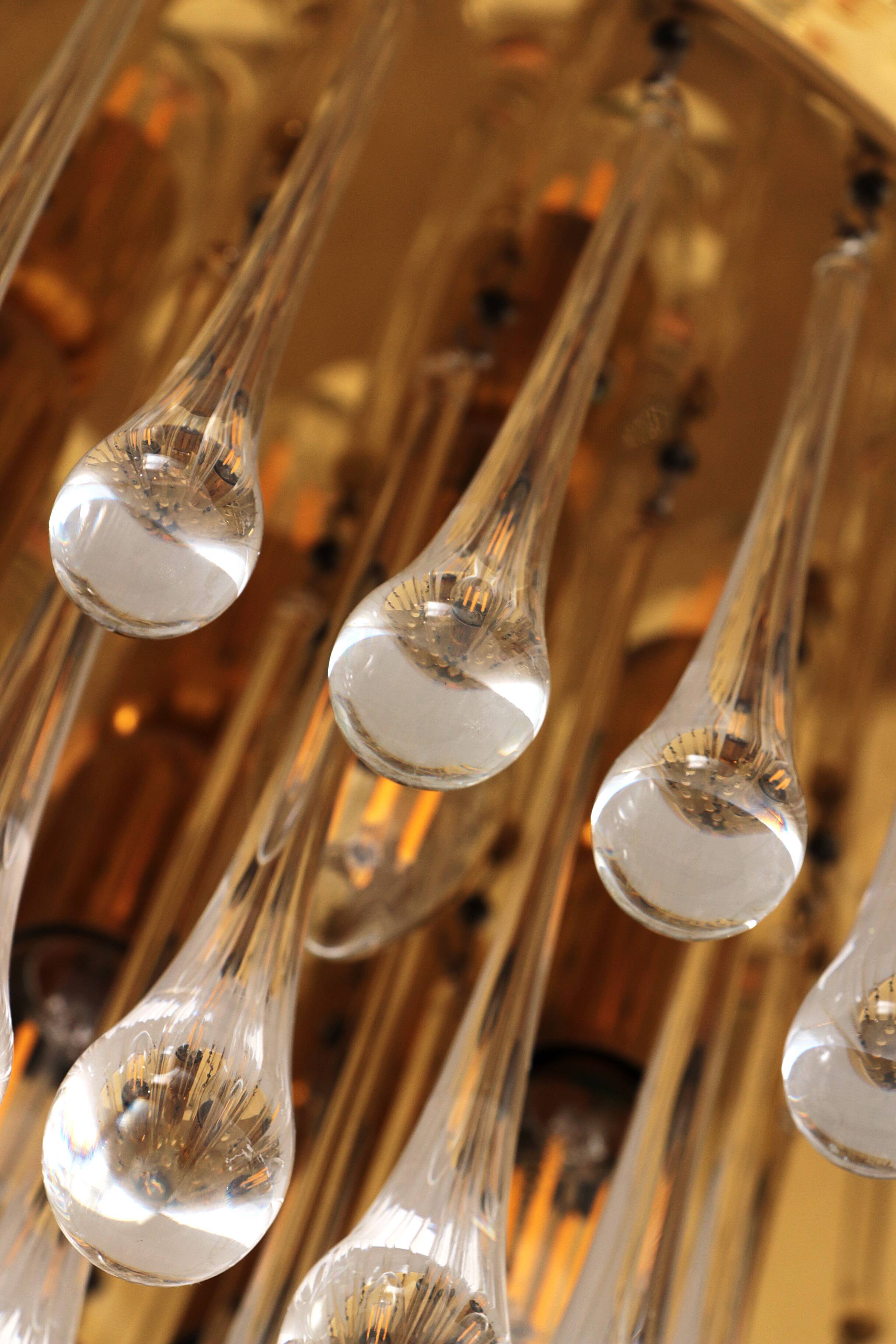 Set of two J.T. Kalmar Murano Raindrop hanging lamps, 1970 Austria