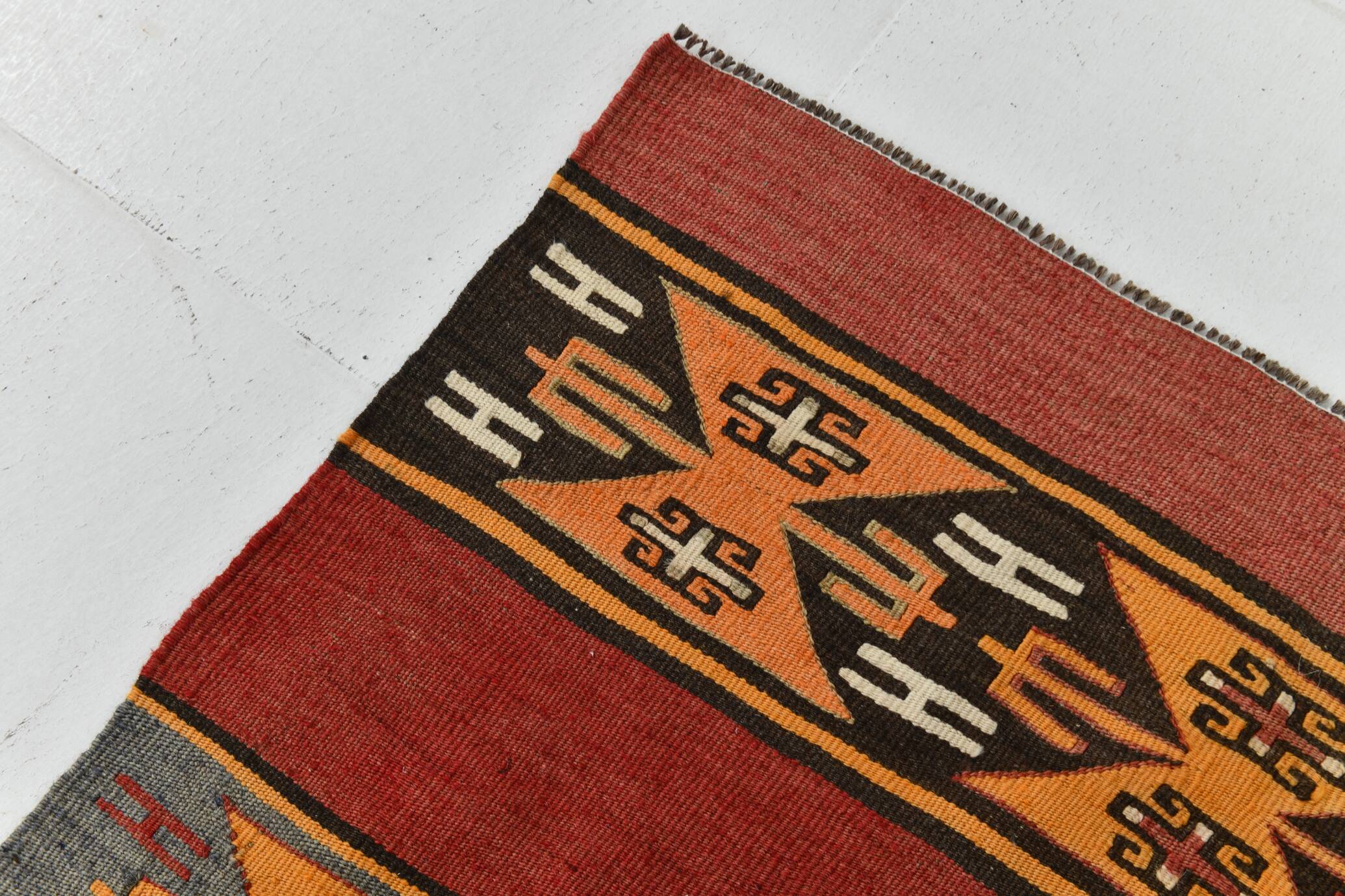 Tapis de couloir bohème 88 x 383 cm, tapis kilim turc, décoration rustique de ferme