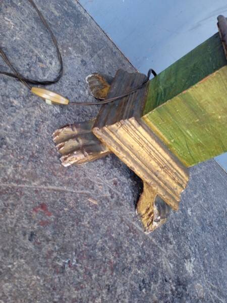 Polychrome gilded carved wood floor lamp ep 1940