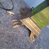 Polychrome gilded carved wood floor lamp ep 1940