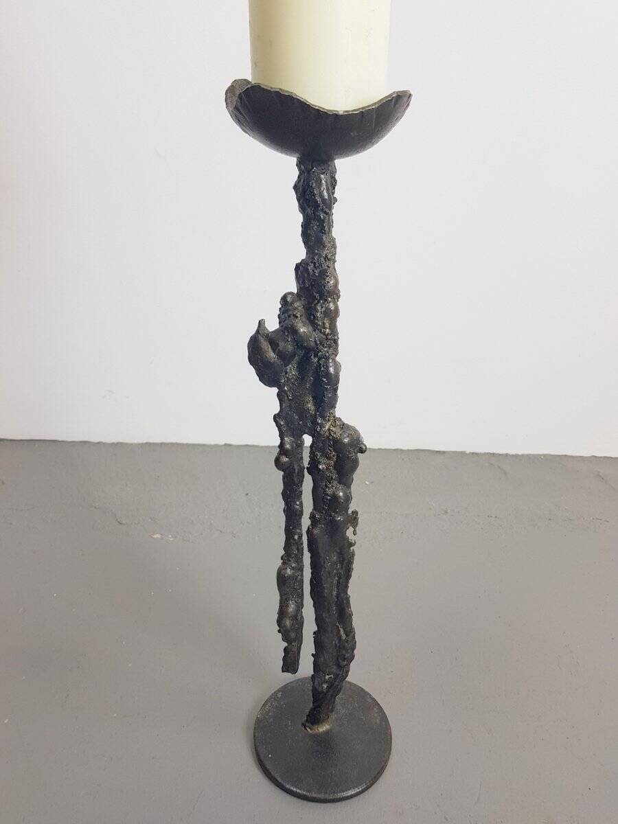 Brutalist Floor Candleholder in Cast Iron, Germany, 1960s
