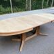 Table scandinave ovale extensible Baumann décapée en teck brut 240cm 1960