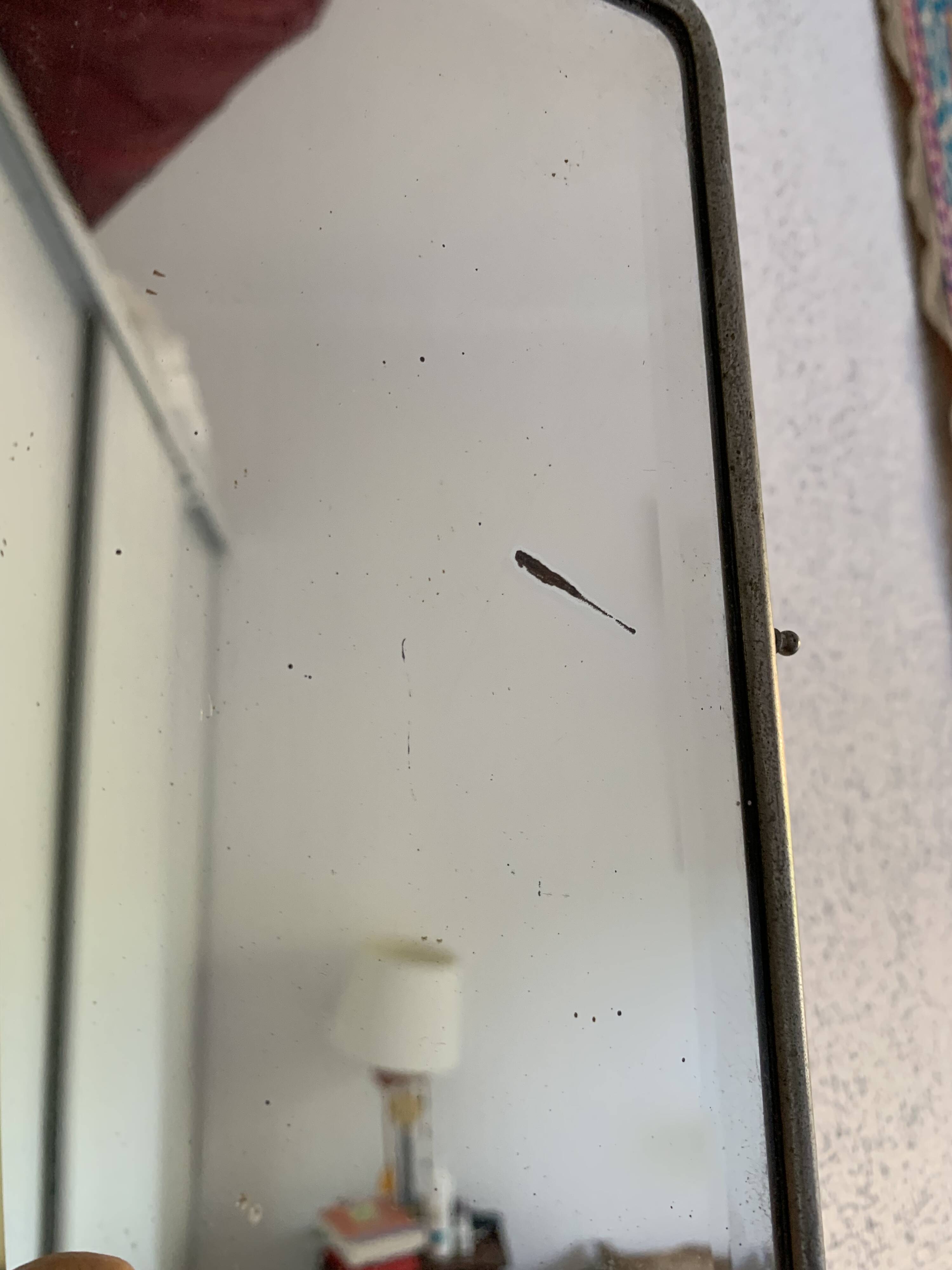 Miroir vintage 1910 triptyque barbier fleur de lys doré - 22 x 50 cm