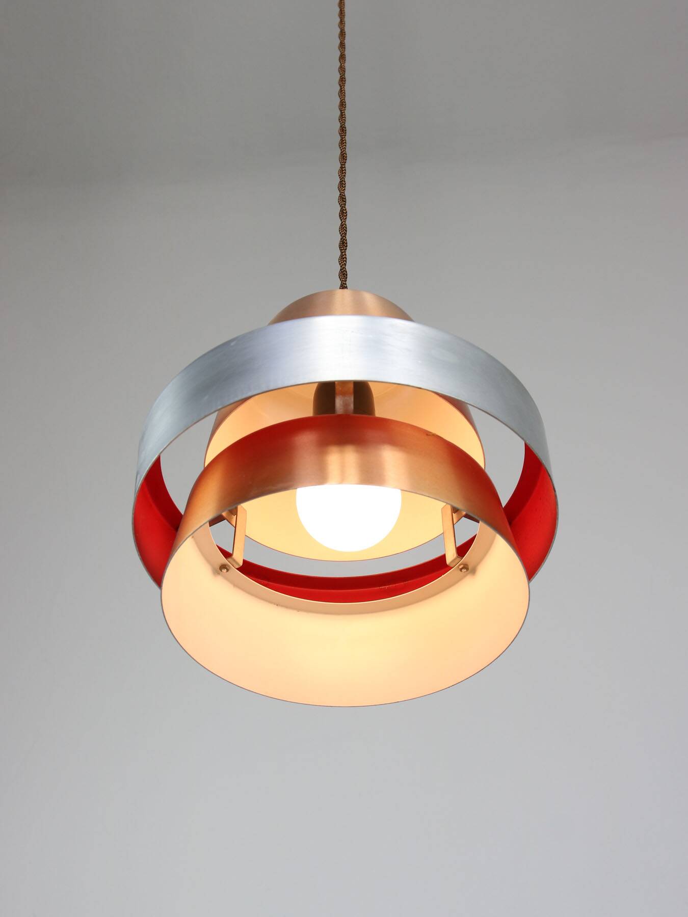 Italian  Aluminum Space Age Pendant Lamp in Copper color, 1970s