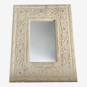 Carved wooden mirror