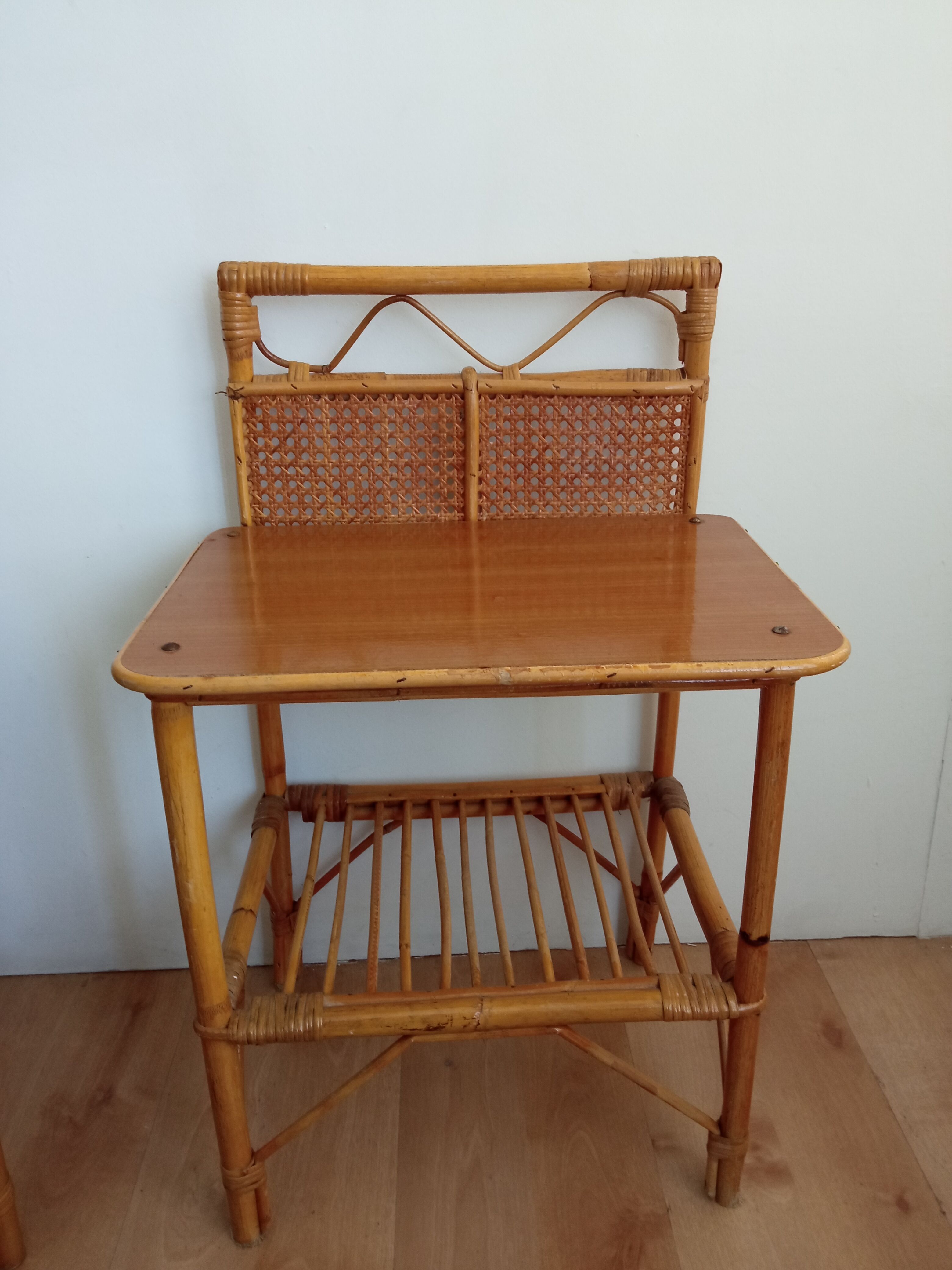 Vintage bamboo bedside pair