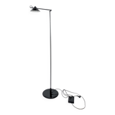 Lampadaire vintage noir réglable, design graphique Mid-Century