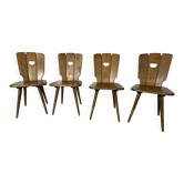 Chairs de salle à manger en chêne brutalisme vintage, années 1960, ensemble de 4.