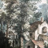 Secret conversation in a hamlet, watercolor