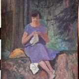 Adolphe Deteix, Woman Sewing in the Woods, circa 1930
