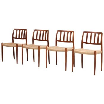 Set of 4 upholstered dining chairs by Niels Otto Møller Denmark 1960s