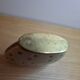 Small vintage soliflore vase in white enamelled brass with golden stars.