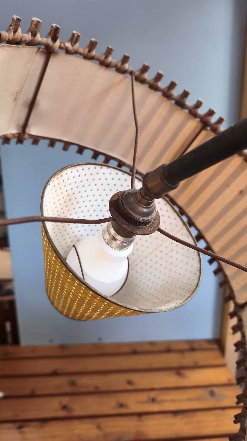 Lampadaire vintage - rotin et bambou - années 1950