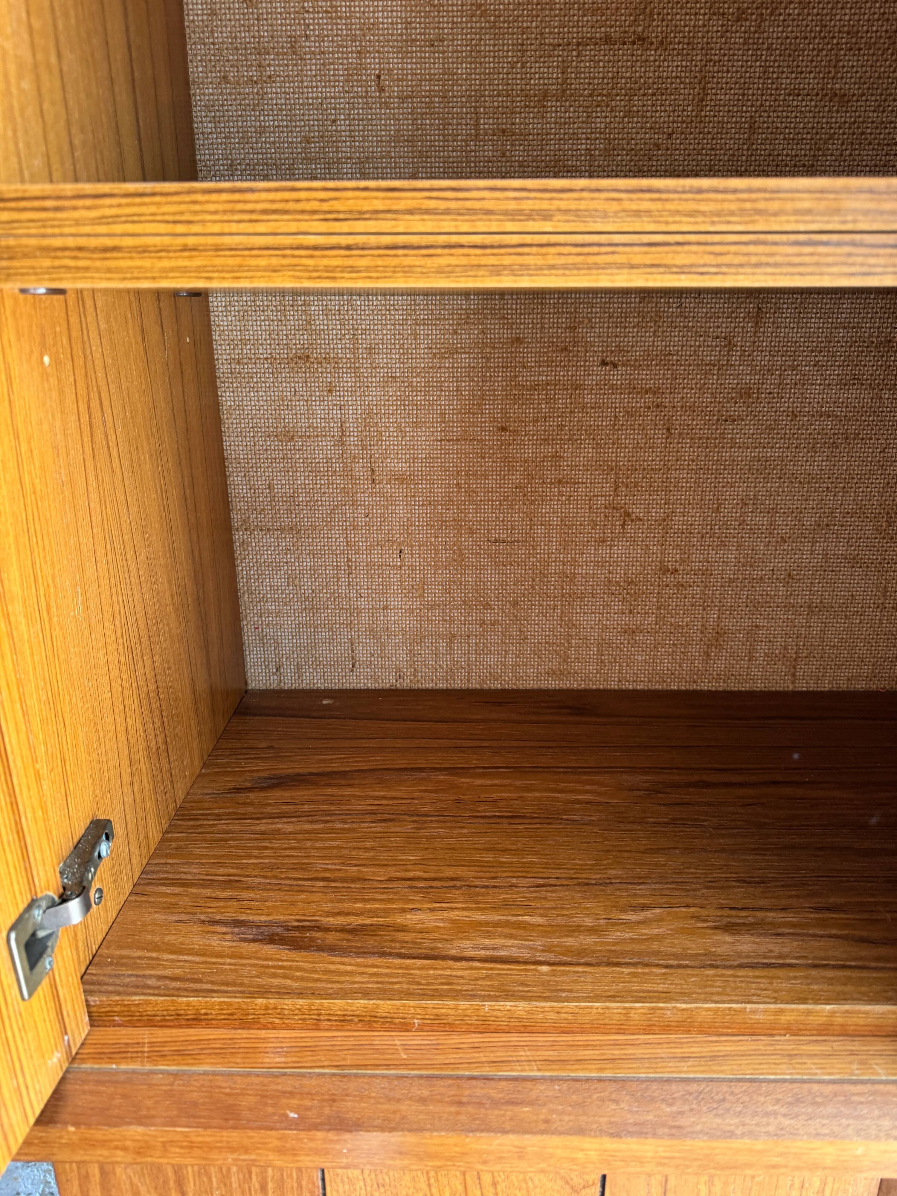 Tall Danish Teak Cabinet, Warm Brown Teak with Integrated Handles, 1970s Modular Design