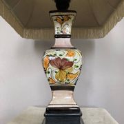 Lampe de salon en faïence façon craquelée décor fait main époque XXe