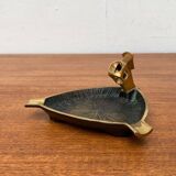 German brass ashtray with cigar cutter, 1950s.