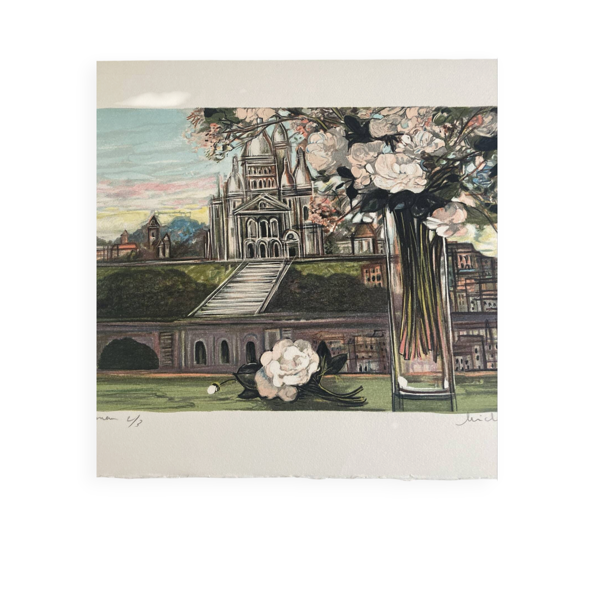Numbered and signed lithograph by Michel Henry - Urban landscape - Paris