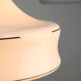 Mid-century White Glass & Brass Pendant Lamp