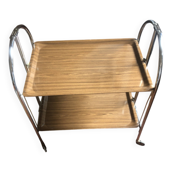 Desserte vintage pliable modulable en formica pieds chromés