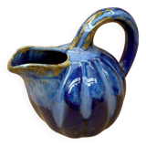 Antique alphonse mouton melon pitcher flamed ceramic blue vintage