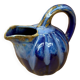 Antique alphonse mouton melon pitcher flamed ceramic blue vintage