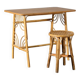 Wood and rattan desk and its seat