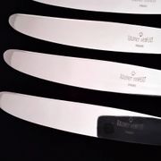 6 Couteaux de table Métal Argenté Ravinet d'Enfert  Modèle perlé