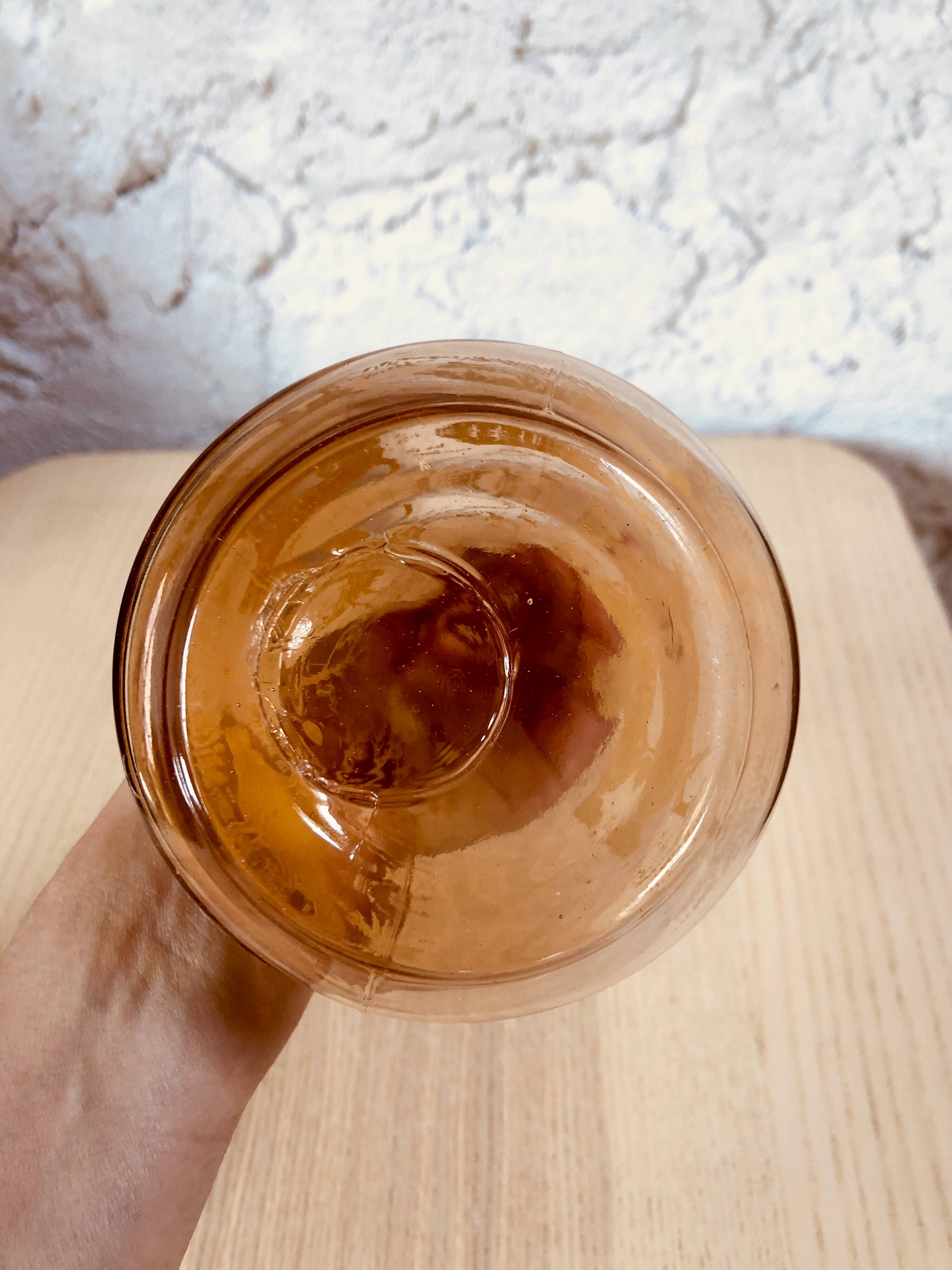 Vintage pink glass liqueur decanter