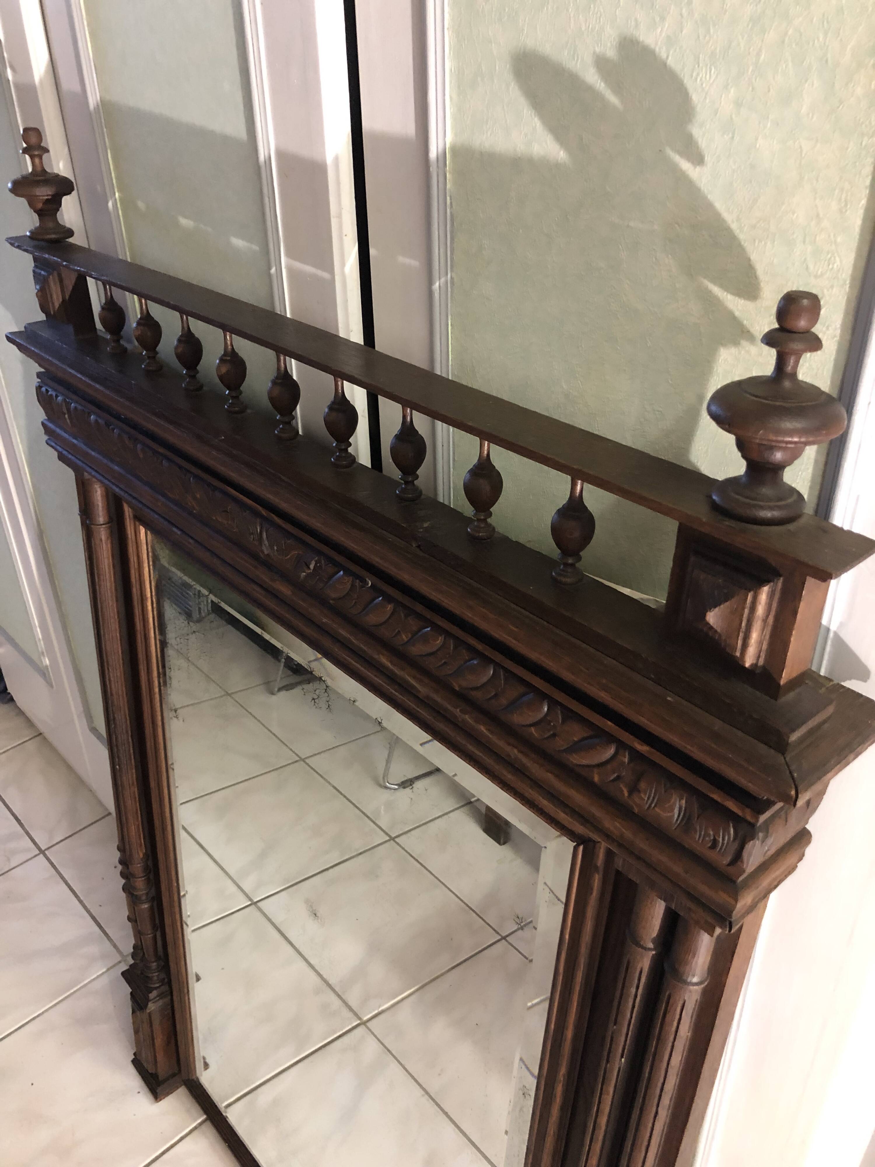 Bevelled mirror in Henri II style 128x88 cm