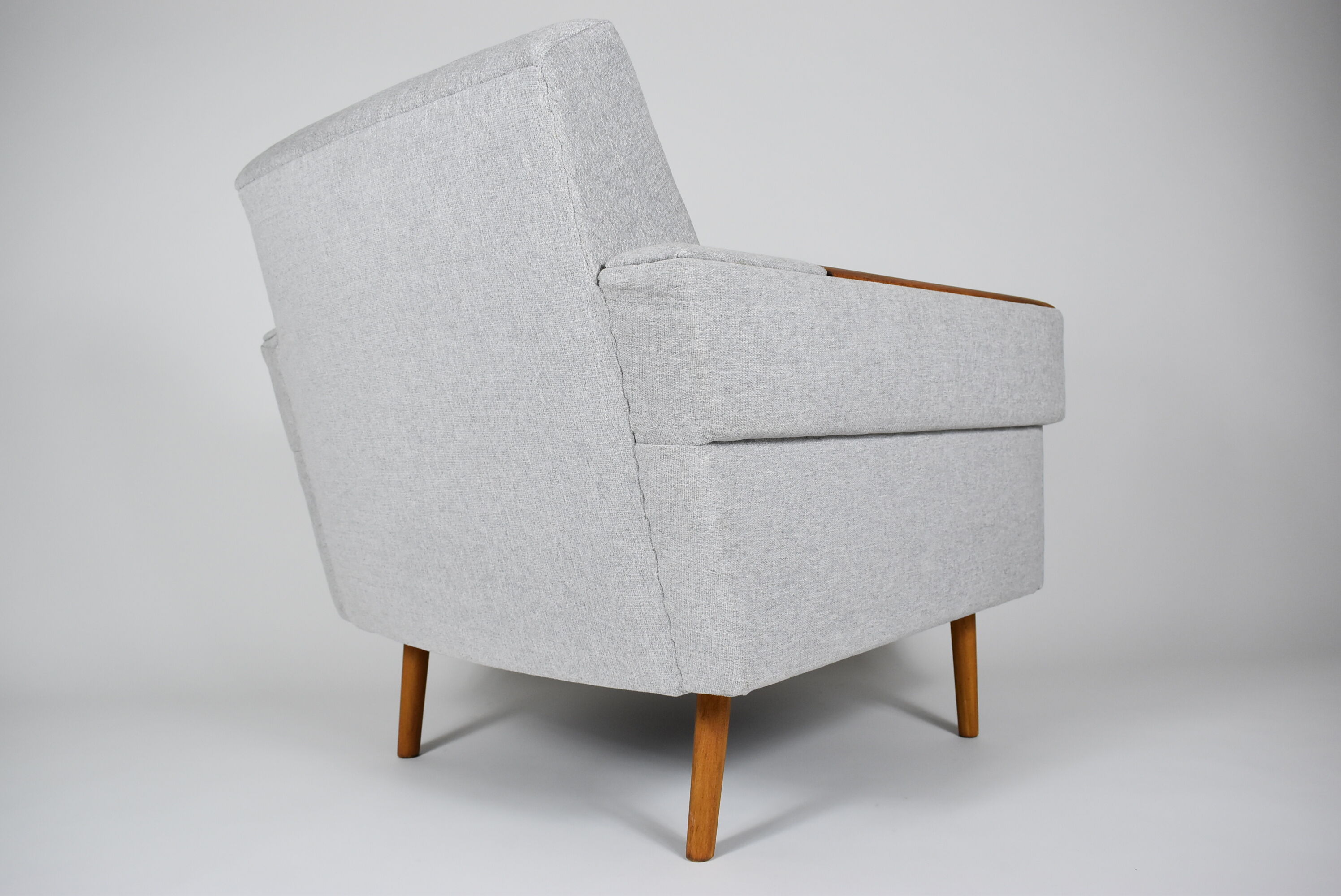 Mid-century modern armchair, restored, 1960, light grey