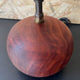 Small model wooden ball lamp with molded glass tulip