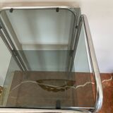 Very beautiful chrome and smoked glass side table