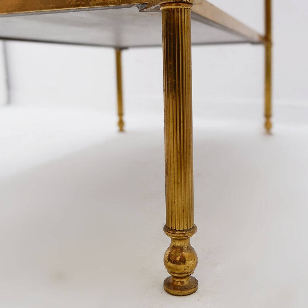 Two-tier side table with eglomisé mirror by Maison Jansen, French.