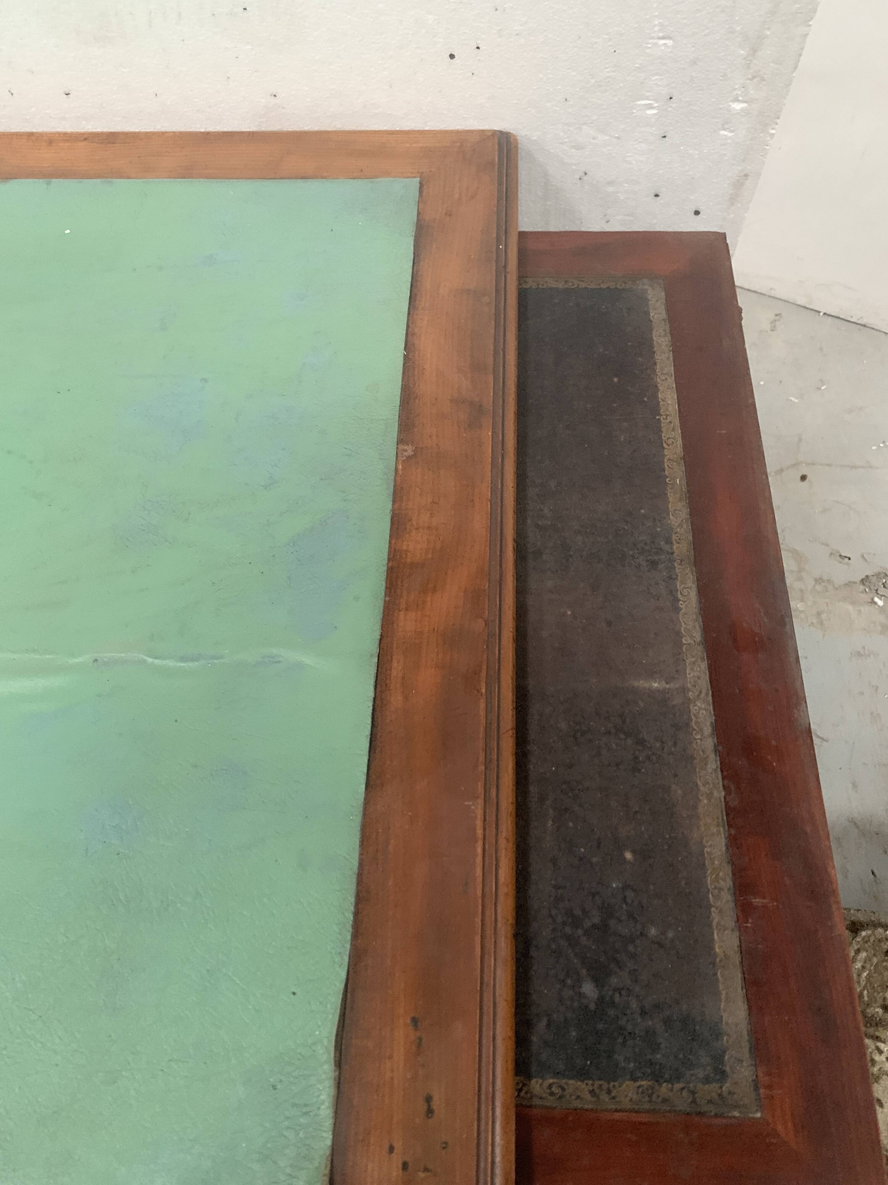 Napoleon III style flat desk with pedestal in 19th century mahogany