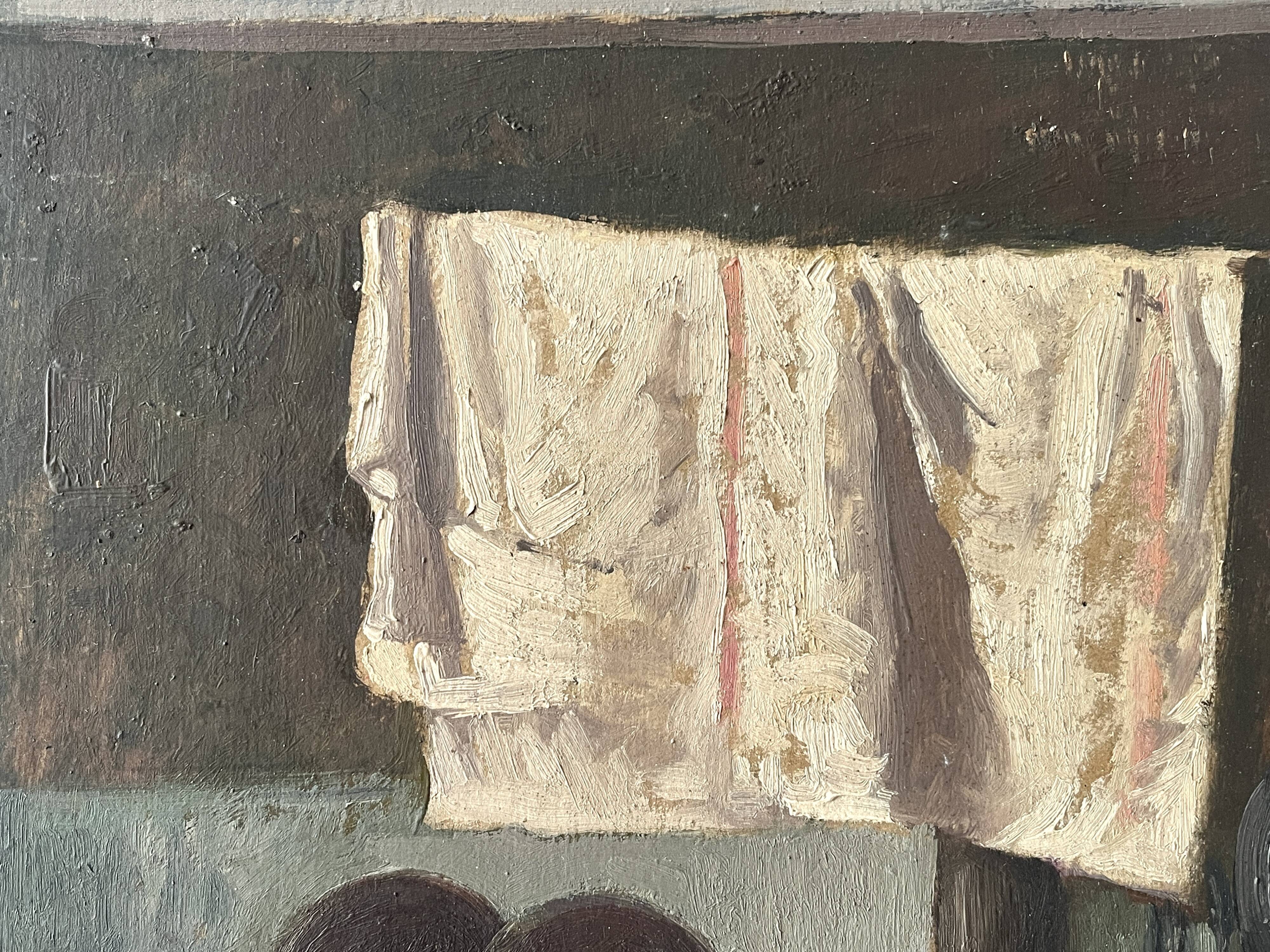 Oil painting of an interior scene 1940, portrait of children signed